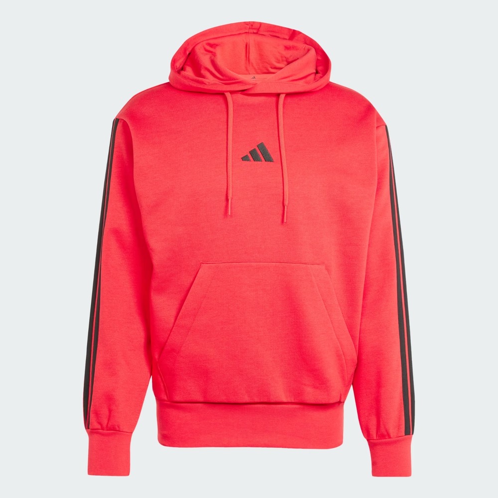 Adidas Mens Hoodie Essentials 3-Stripes Fleece Pure Ruby Black 2XL IC9404 NWT